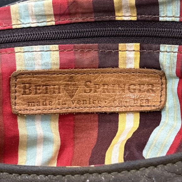 Beth Springer Large Leather Hobo Bag Slouchy Hippie Boho Brown Handmade In USA - Picture 7 of 7